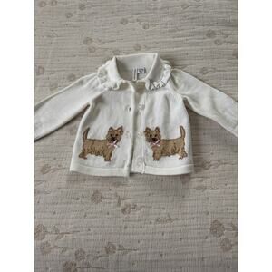 Janie And Jack Dog Intarsia Sweater White 0-3 Months